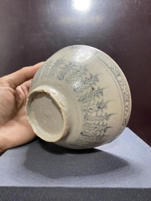 古玩陶瓷明,青花芭蕉海螺紋碗拍賣,當前價格2600元