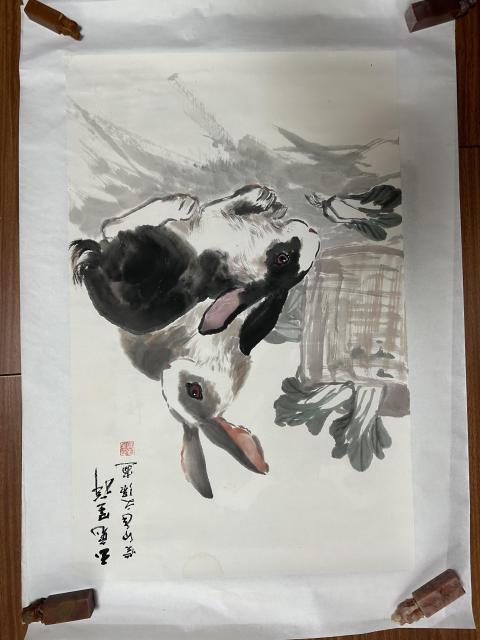 古玩字畫王文強《玉兔呈祥》拍賣,當前價格450元