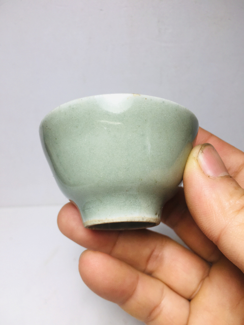 古玩陶瓷豆青釉杯拍賣,當前價格288元