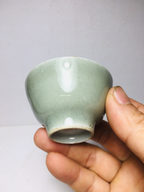 古玩陶瓷豆青釉杯拍賣,當前價格288元