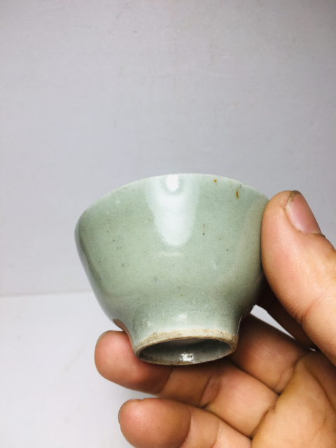 古玩陶瓷豆青釉杯拍賣,當前價格288元