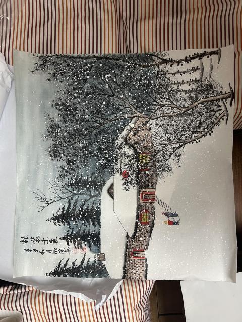 古玩字畫湘溪款國畫山水拍賣,當前價格578元