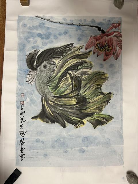 古玩字畫秦中杰老師精品《連年有余》拍賣，當前價格788元