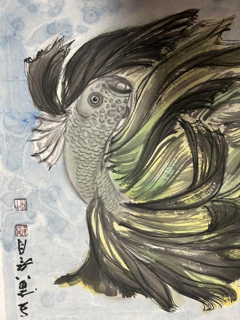 古玩字畫秦中杰老師精品《連年有余》拍賣，當前價格788元