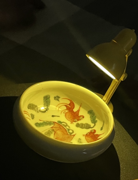 古玩陶瓷紅綠彩魚藻紋洗拍賣,當前價格4800元