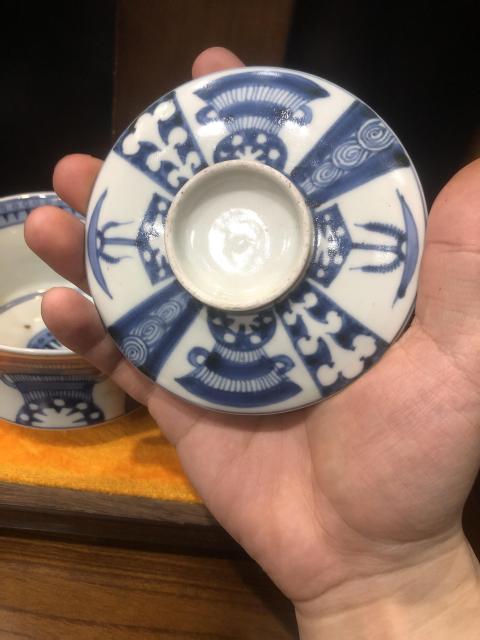 古玩陶瓷（新年放漏中）清末民初-博古圖青花紋-蓋碗拍賣，當前價格406元