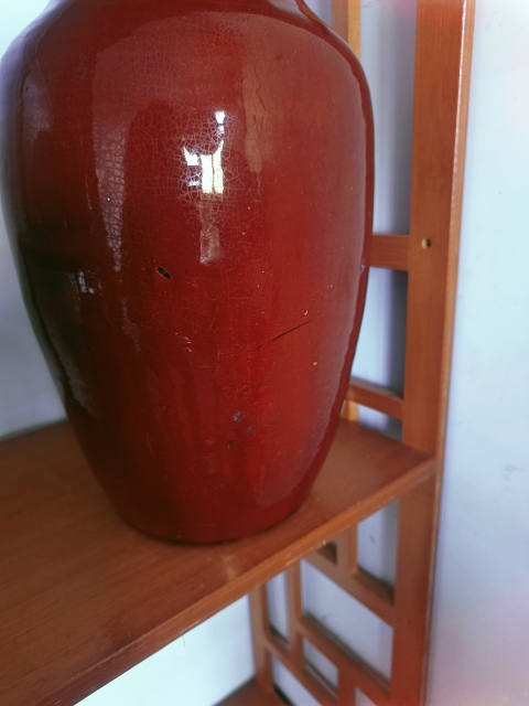 古玩陶瓷清中鈞紅釉羅漢瓶拍賣，當前價格2000元