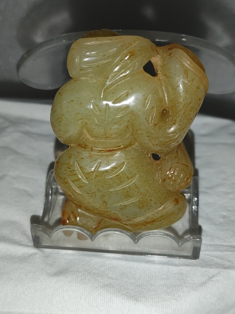 古玩雜項和田玉雕童子把件拍賣，當前價格688元