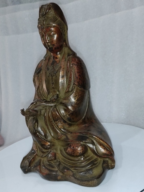 古玩雜項銅漆金觀音菩薩像拍賣，當前價格1666元