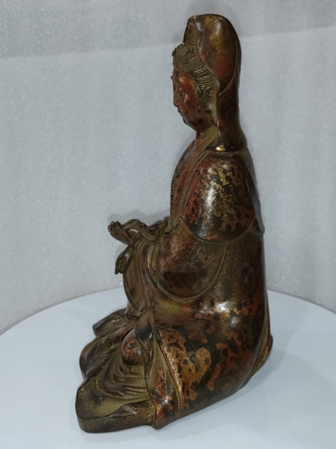 古玩雜項銅漆金觀音菩薩像拍賣，當前價格1666元