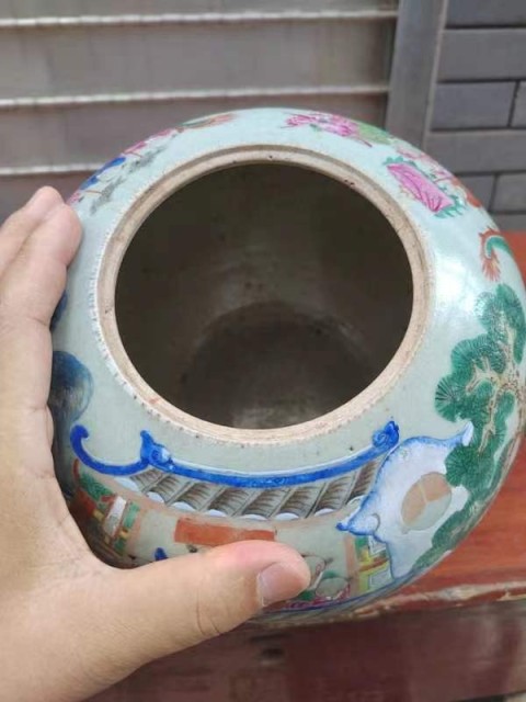 古玩陶瓷百子鬧春粉彩西瓜罐拍賣，當前價格4680元