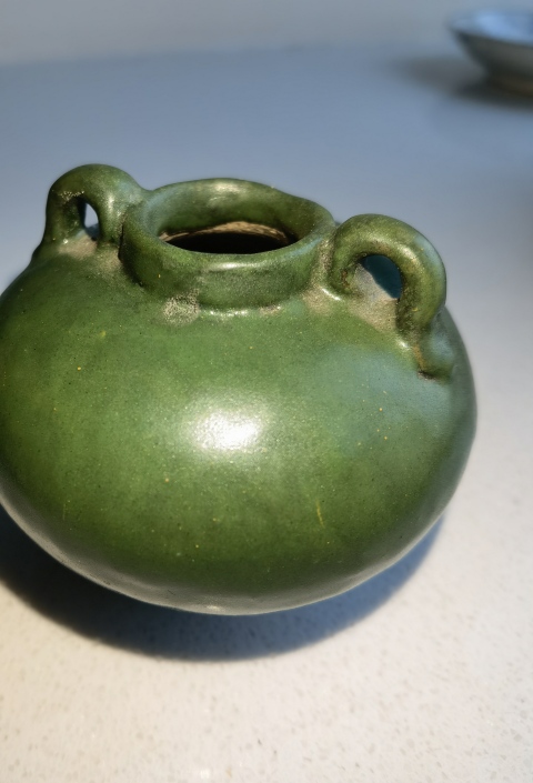 古玩陶瓷元明代綠釉陶雙系水盂（股市都沒(méi)它綠）拍賣(mài)，當(dāng)前價(jià)格2200元