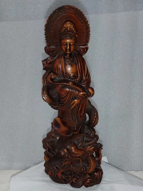古玩雜項黃楊木雕觀音菩薩擺件拍賣,當前價格866元