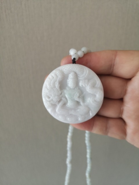 古玩玉器天然翡翠雕觀音牌拍賣,當前價格850元