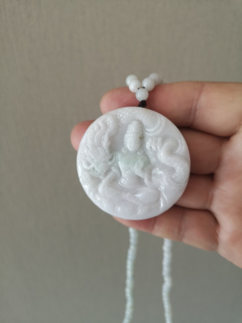 古玩玉器天然翡翠雕觀音牌拍賣,當前價格850元