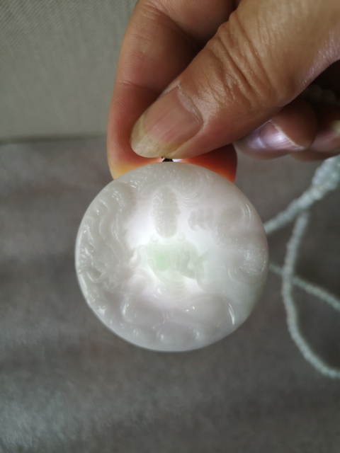 古玩玉器天然翡翠雕觀音牌拍賣,當前價格850元