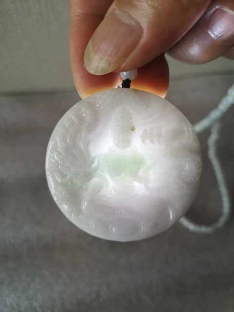 古玩玉器天然翡翠雕觀音牌拍賣,當前價格850元