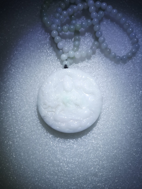 古玩玉器天然翡翠雕觀音牌拍賣,當前價格850元