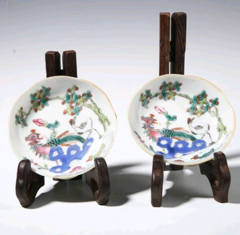 古玩陶瓷清同治·粉彩花鳥紋筆舔一對拍賣，當前價格3880元