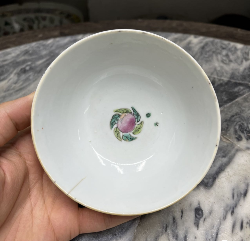古玩陶瓷【非常少見】清同治礬紅彩福壽紋碗拍賣，當前價格888元