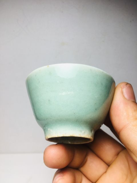 古玩陶瓷豆青釉杯拍賣,當前價格288元
