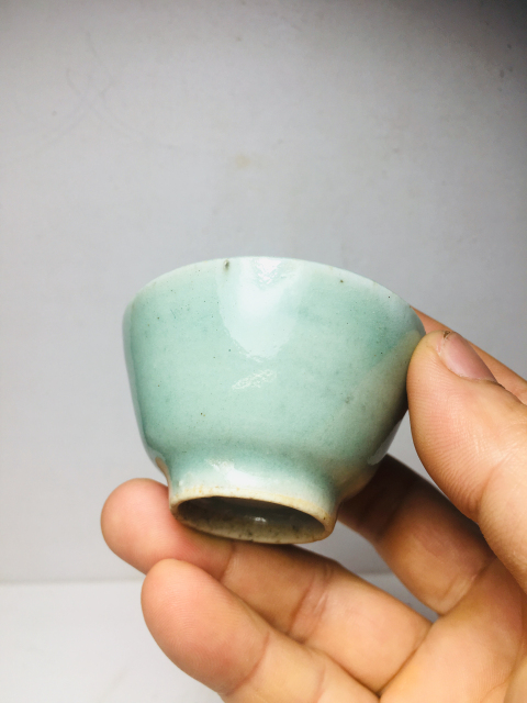 古玩陶瓷豆青釉杯拍賣,當前價格288元