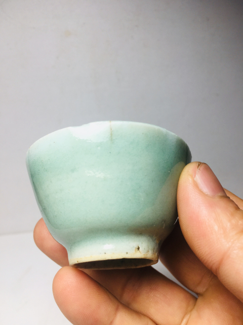 古玩陶瓷豆青釉杯拍賣,當前價格288元