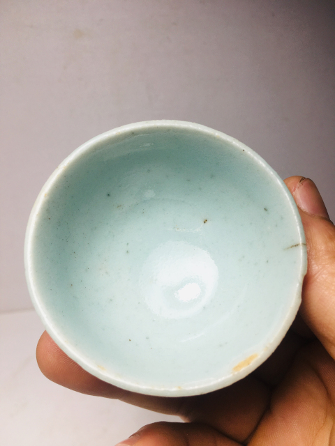 古玩陶瓷豆青釉杯拍賣,當前價格288元