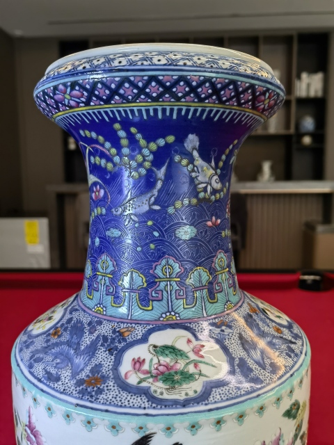 古玩陶瓷青花加彩花鳥紋洗口瓶拍賣,當前價格12000元