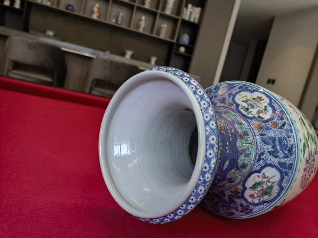 古玩陶瓷青花加彩花鳥紋洗口瓶拍賣,當前價格12000元