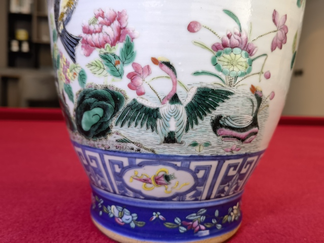 古玩陶瓷青花加彩花鳥紋洗口瓶拍賣,當前價格12000元