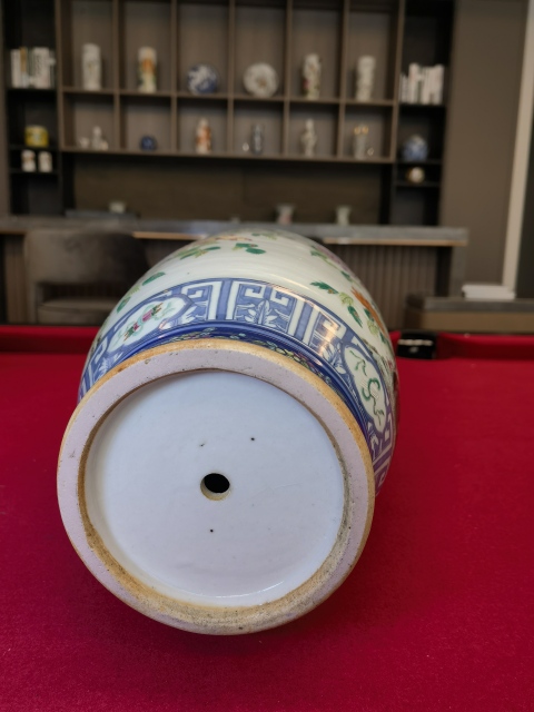 古玩陶瓷青花加彩花鳥紋洗口瓶拍賣,當前價格12000元