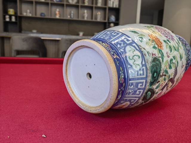 古玩陶瓷青花加彩花鳥紋洗口瓶拍賣,當前價格12000元