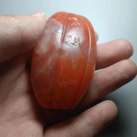 古玩玉器清代藏傳南紅瓜珠拍賣，當(dāng)前價格13000元