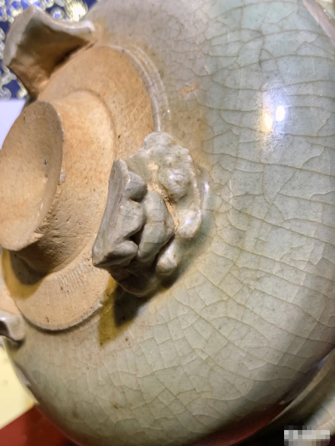 古玩陶瓷【精品重器】明中期龍泉青釉獸足香爐拍賣,當前價格1999元
