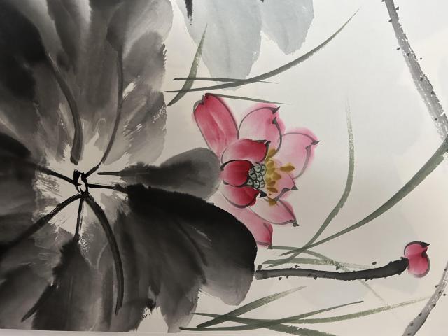 古玩字畫周藝老師寫意荷花拍賣，當前價格358元
