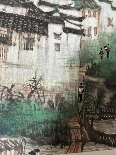 古玩字畫毛遠(yuǎn)鳴老師精品斗方潑彩《江南水鄉(xiāng)》拍賣，當(dāng)前價格2458元