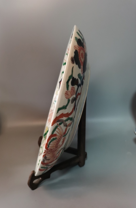 古玩陶瓷【精美非凡】清晚期青花五彩龍鳳獅三圣獸盤拍賣,當前價格5660元