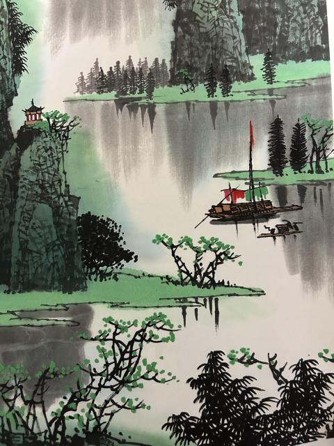 古玩字畫李山聚老師精品斗方《漓江山水》拍賣，當(dāng)前價(jià)格1788元