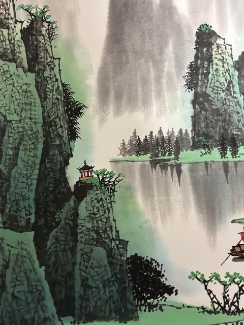 古玩字畫李山聚老師精品斗方《漓江山水》拍賣，當(dāng)前價(jià)格1788元