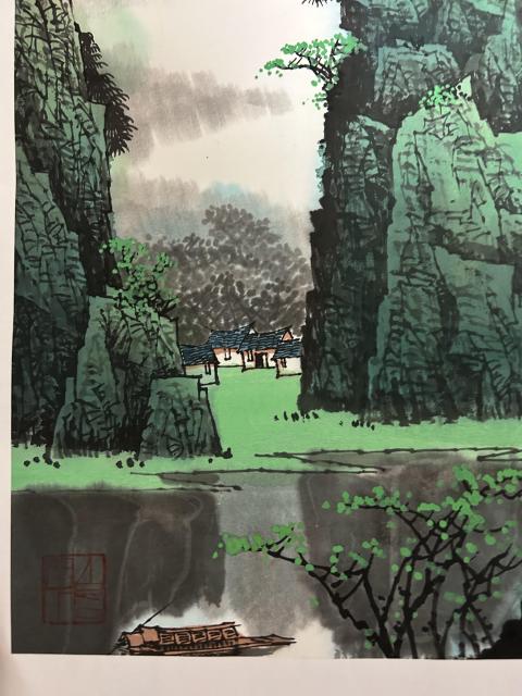 古玩字畫李山聚老師精品斗方《漓江山水》拍賣，當(dāng)前價(jià)格1788元