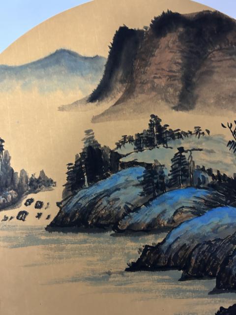 古玩字畫李山聚老師精品斗方《山鄉》拍賣，當前價格455元