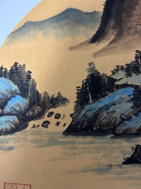古玩字畫李山聚老師精品斗方《山鄉》拍賣，當前價格455元