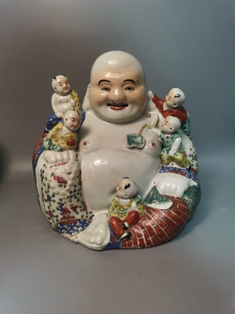 古玩陶瓷【精品五子佛】民國時(shí)期粉彩五子佛塑像拍賣,當(dāng)前價(jià)格18600元