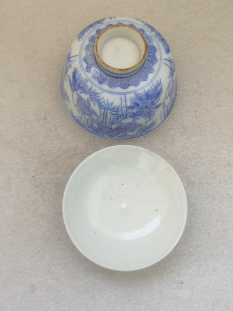 古玩陶瓷上世紀(jì)早期青花蓋碗拍賣,當(dāng)前價格450元