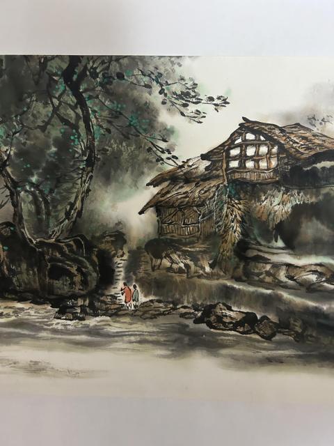 古玩字畫童介眉老師精品《村色幽幽新雨中》拍賣,當前價格4988元