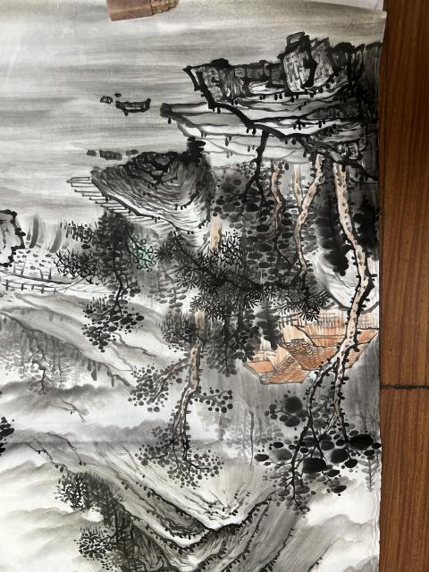 古玩字畫劉一民老師山水作品拍賣,當前價格850元