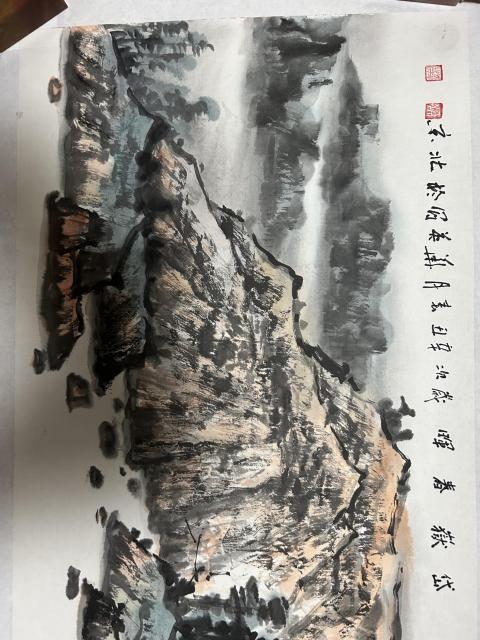 古玩字畫孫華英老師寫生寫意山水拍賣，當前價格850元