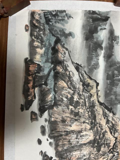 古玩字畫孫華英老師寫生寫意山水拍賣，當前價格850元
