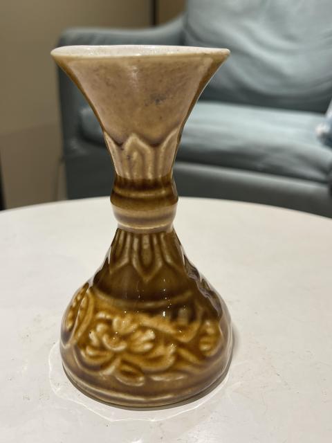 古玩陶瓷黃釉花觚型酒壺拍賣,當前價格499元